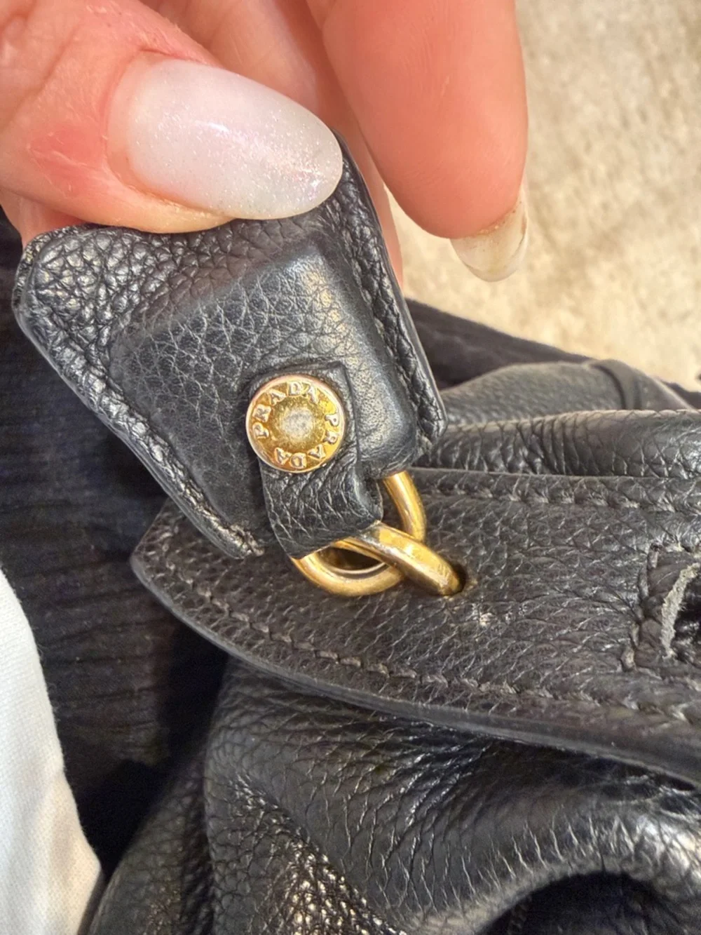 Prada Black Vitello Daino tote with Gold-Tone Accents GREAT CONDITION!! - Picture 7 of 13